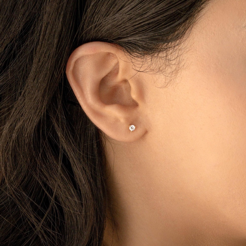 Tiny Diamond Studs by Caitlyn Minimalist • Dainty Gold Stud Earrings • Everyday Jewelry • Perfect for Earring Stacks • Gifts for Mom • ER124 18K GOLD