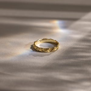 Diamond Wave Band by Caitlyn Minimalist • Tidal Wave Filigree Ring • Stackable Gold Band • Ocean Jewelry • Birthday Gift for Wife • RR233