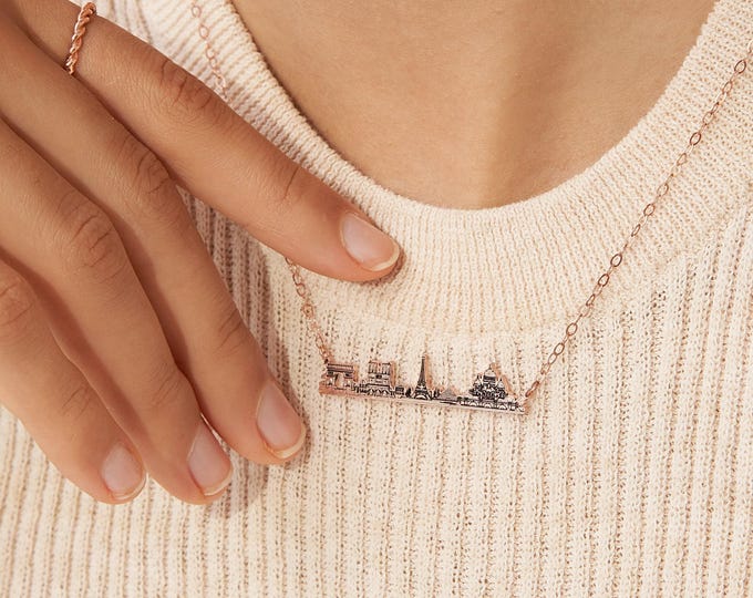 Custom City Necklace • Skyline Necklace • Cityscape Necklace • Perfect Travel Lover Gift • Personalized Gift for Him • Birthday Gift • NM64