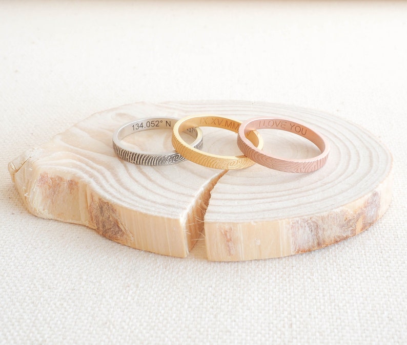 Skinny Fingerprint Ring • Fingerprint Jewelry • Custom Baby Fingerprint Ring • Wedding Band • Personalized Gift • MOTHERS GIFT• RM22F31 