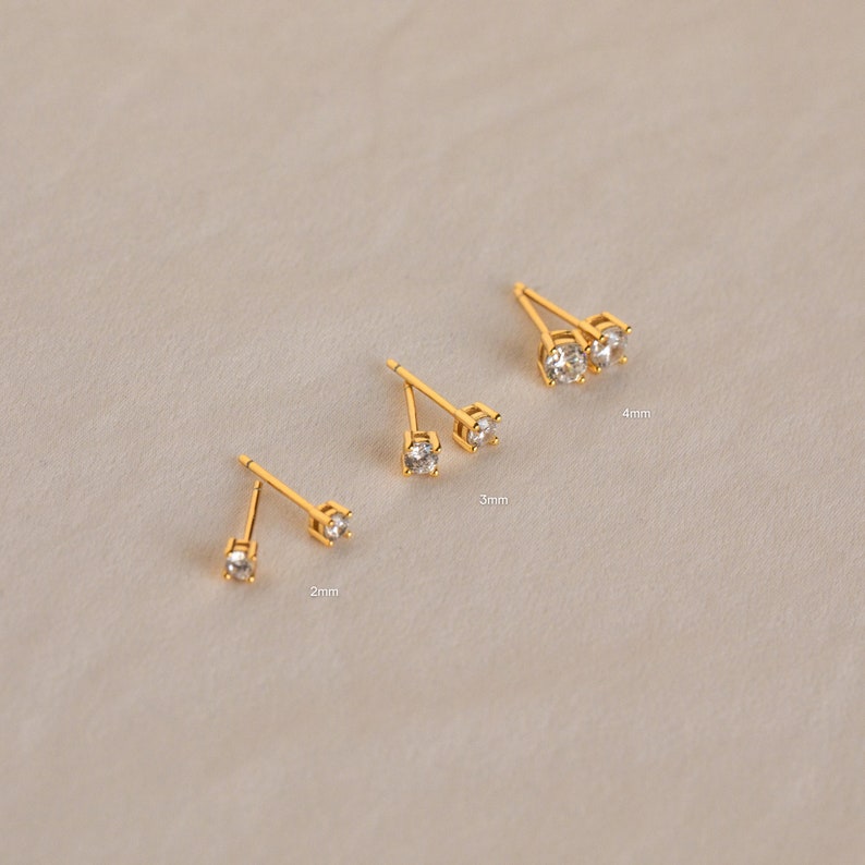 Everyday Diamond Stud Earrings by Caitlyn Minimalist Minimalist Diamond Earrings, Dainty Cartilage Stud Perfect for your Everyday Stack image 2