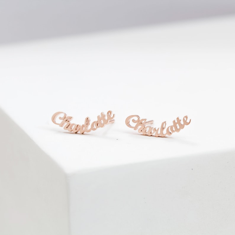 Name Earrings  Minimalist Earrings  Personalized Earrings  image 2