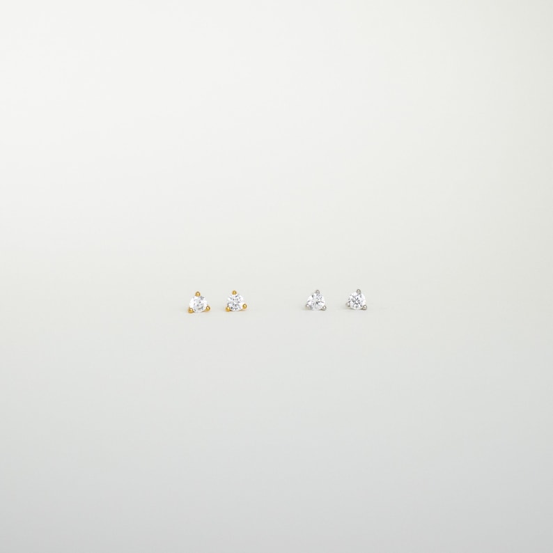 Tiny Diamond Studs by Caitlyn Minimalist • Dainty Gold Stud Earrings • Everyday Jewelry • Perfect for Earring Stacks • Gifts for Mom • ER124 image 9