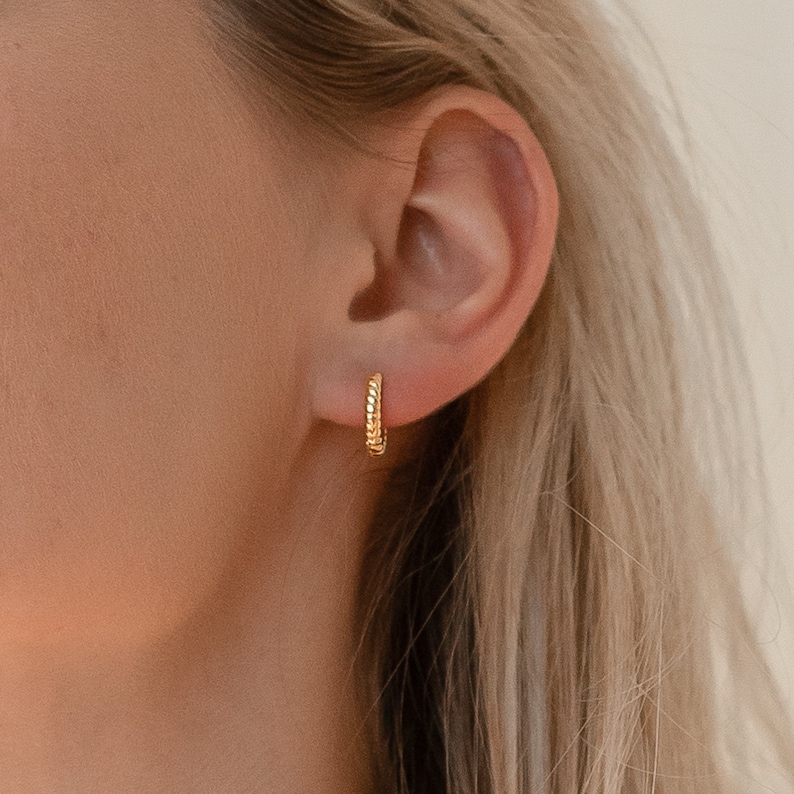 Twisted Huggie Earrings by Caitlyn Minimalist New Petite Hoop Earrings Perfect Simple Earrings For Her ER046 image 1