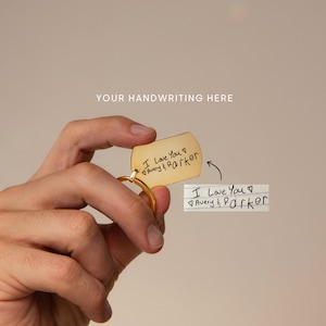 Engraved Men's Dog Tag Necklace by Caitlyn Minimalist • Personalized Handwriting Keychain • Custom Military Dog Tag • Dad Gift • CM26/NM25