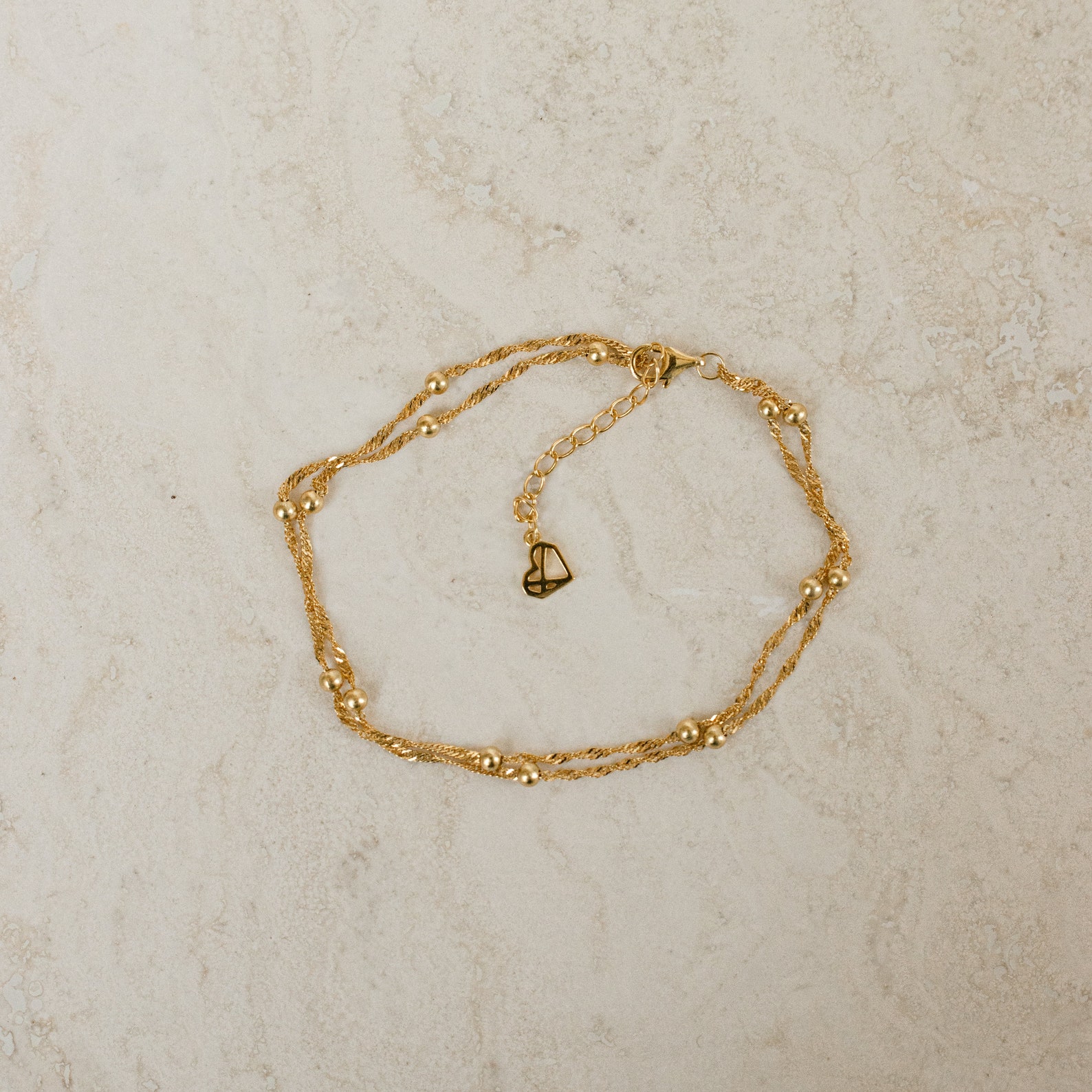 Duo Bead Chain Bracelet Delicate Bracelet Fine Beaded Etsy