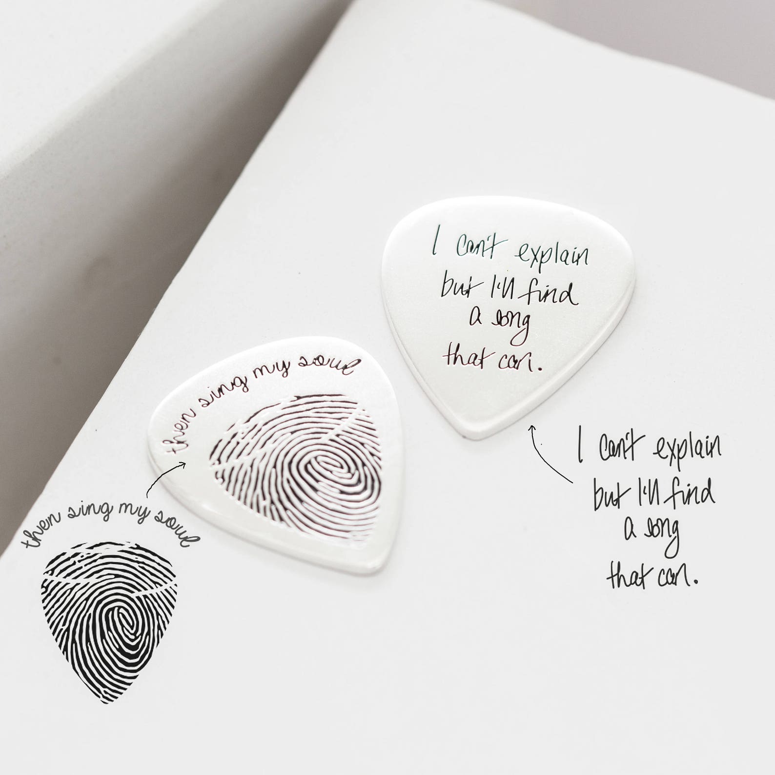 Actual Fingerprint Engraved Guitar Pick Custom Hand Stamped Etsy