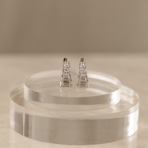 Diamond Art Deco Earrings by Caitlyn Minimalist • Vintage Style Huggie Hoop Earrings • Dainty Earrings • Silver Jewelry • Mom Gift • ER337 image 6