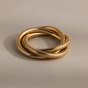 Ribbed Infinity Bangle Bracelet by CaitlynMinimalist • Triple Interlocking Bracelet Stack in Gold • Statement Jewelry • Gift for Her • BR094