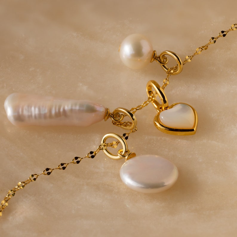 Pearl Pendant Charms by Caitlyn Minimalist Dangling Pearls for Charm Bracelet & Charm Necklaces Perfect Addition to your Everyday Style image 9
