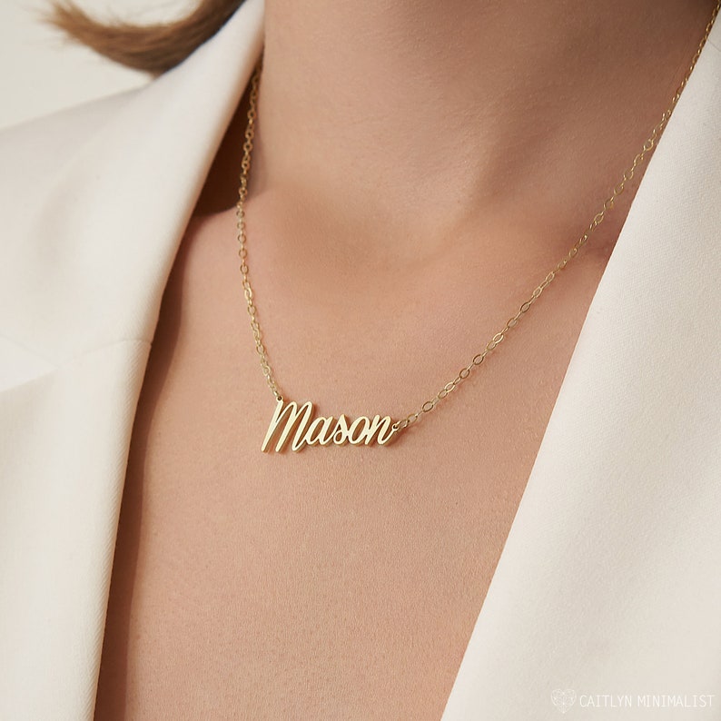 Dainty Script Name Necklace in Sterling Silver, Gold and Rose Gold Minimalist Necklace Perfect Gift for Her NH02F80 image 5