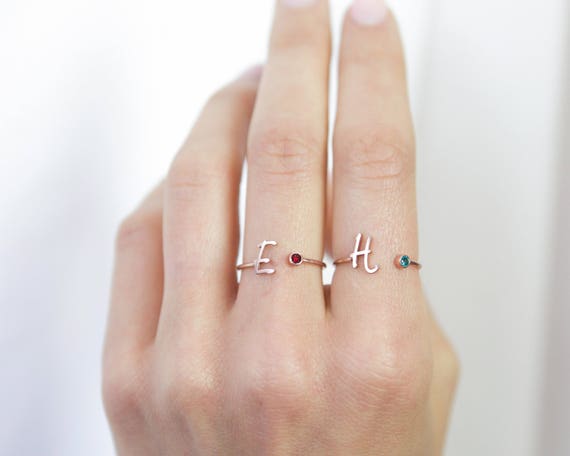 Birthstone Rings for Women Girls 925 Sterling Silver Womens Month Ring Adjustable Ring Anniversary Birthday Jewelry Gift Jewelry for Wife Mom Daughter