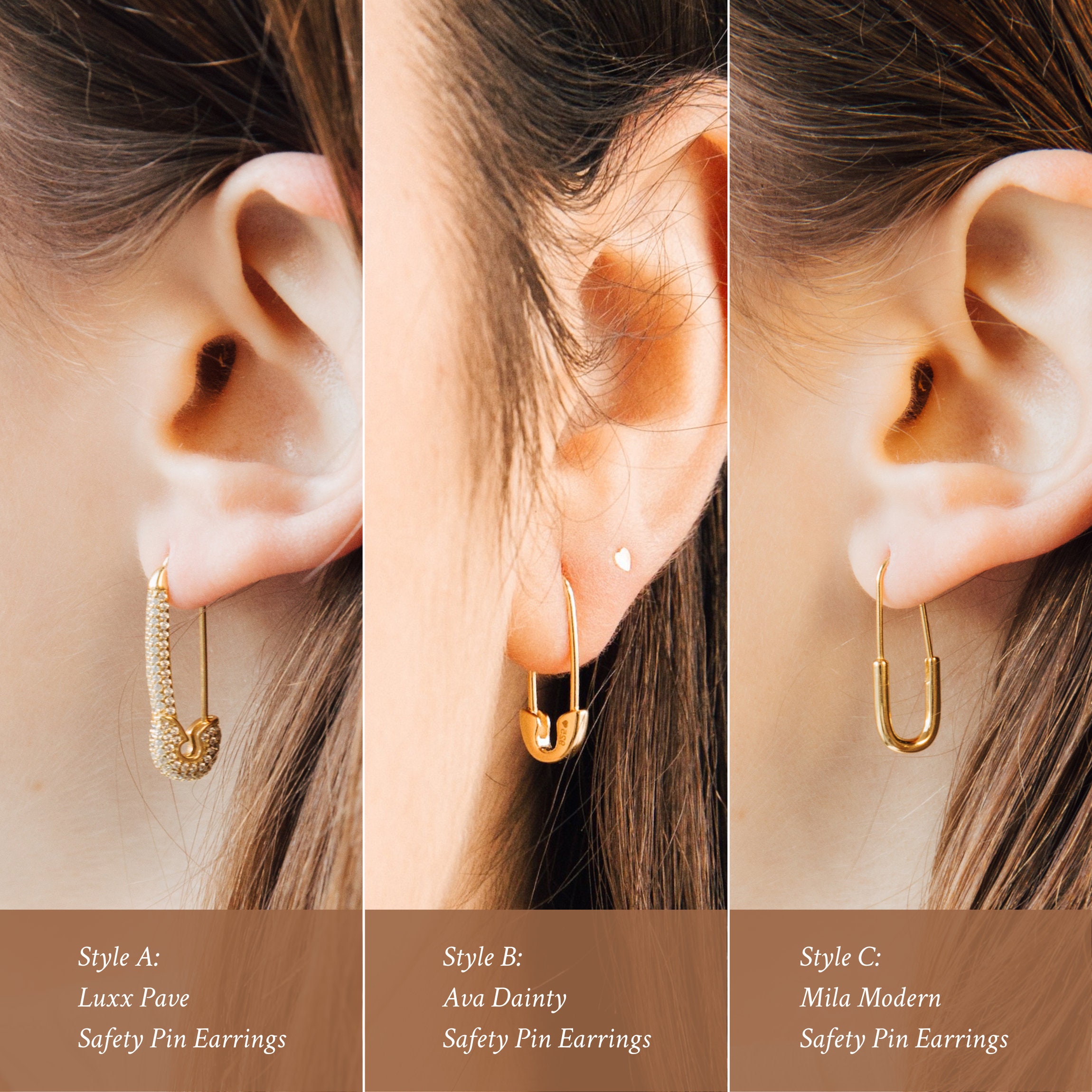 Minimalist Safety Pin Earrings by Caitlyn Minimalist Luxx 