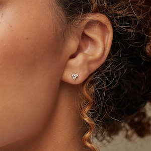 Diamond Stud Earrings by Caitlyn Minimalist • Dainty Crystal Earrings • Mini Diamond Stud Earrings • Silver Jewelry • Bridal Gift • ER016