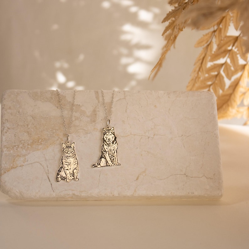 Custom Pet Portrait Necklace • Pet Memorial Jewelry • Dog Engraved Necklace or Cat Necklace • Pet Loss Memorial Gift • Gift for Him • NM41 image 9