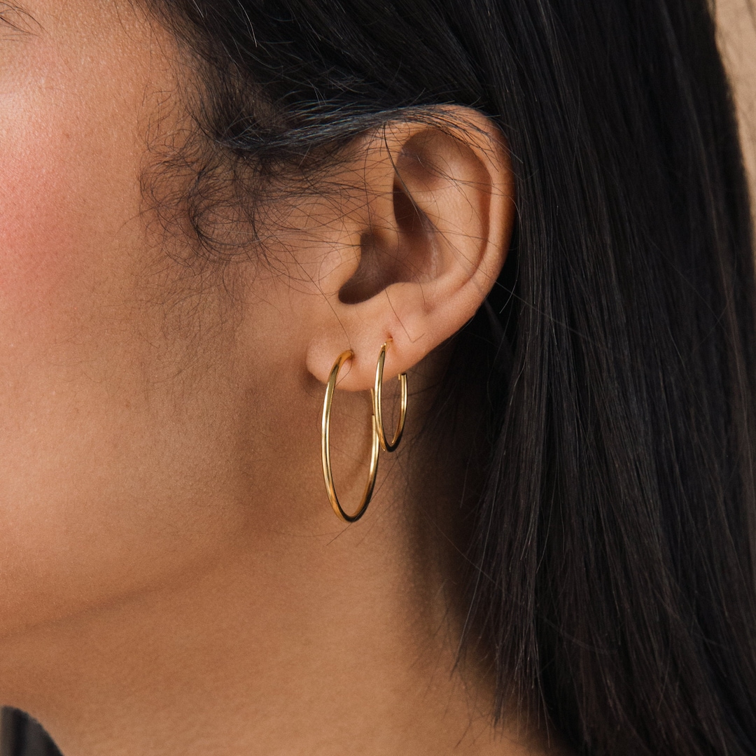 Large Thin Hoop Earrings in Gold by Caitlyn Minimalist Large Endless