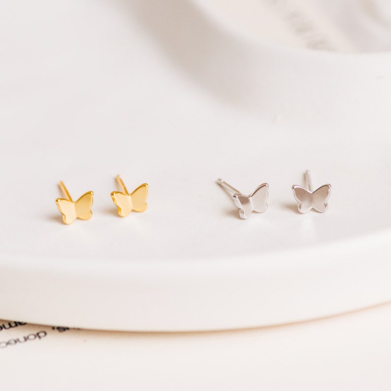 Butterfly Stud Earrings by Caitlyn Minimalist Dainty Butterfly Earrings for your Everyday Stack Cute Birthday Gift for Daughter ER255 image 6