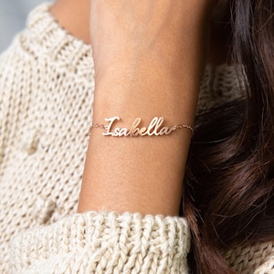 Custom Name Bracelet in Gold & Sterling Silver by Caitlyn Minimalist • Dainty Initials Bracelet • Mom Bracelet Gift • BH08F68