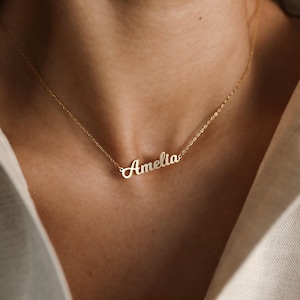 Dainty Name Necklace by Caitlyn Minimalist • Minimalist Name Charm Necklace • Personalized Gift for Mom • Birthday Gift for Her • NH02F97