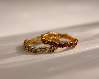 Marquise Birthstone Tennis Ring by Caitlyn Minimalist • Vintage Eternity Gemstone Ring • Custom Jewelry • Custom Anniversary Gift • RM173