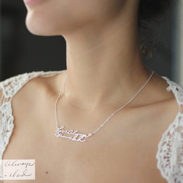 Benutzerdefinierte Handschrift Schmuck • Handschrift Halskette • Personalisierte Signatur Andenken GESCHENK • Gedenkstätte Geschenk • Mutter Geschenk • NH01