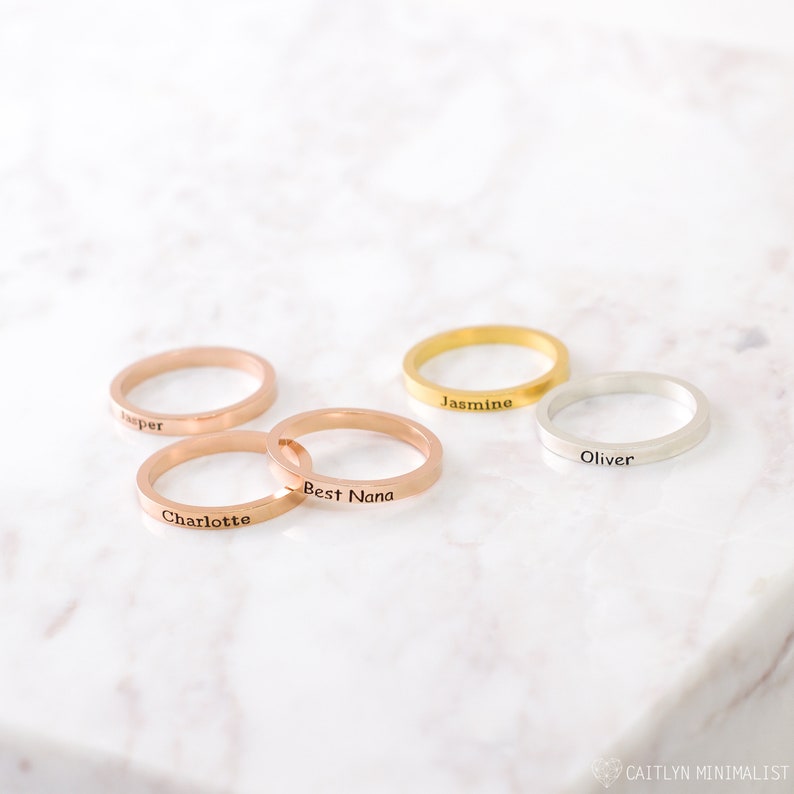 Custom Name Ring Personalized Stacking Ring Mixed Metal Etsy UK