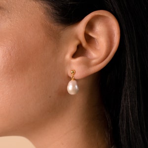 Pearl Drop Earrings Baroque Pearl Earrings Vintage Style Earrings Pearl Jewelry Bridesmaid Gifts Anniversary Gift ER062 image 5