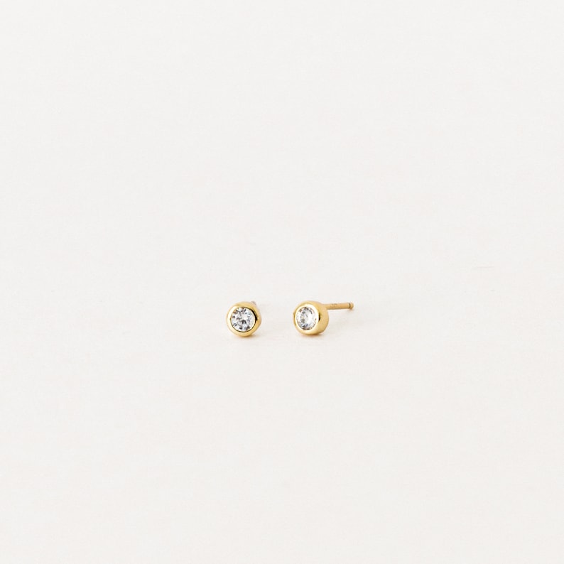 Diamond Stud Earrings by Caitlyn Minimalist Dainty Gold & Silver Second Hole Earrings Minimalist Bridesmaid Gifts ER207 image 7