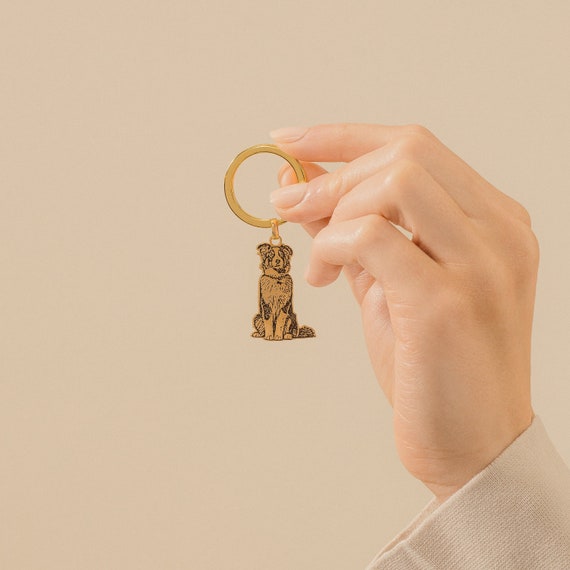 Engraved Pet Keychain by Caitlyn Minimalist • Custom Pet Charm Handmade From Real Photo • Cat & Dog Jewelry, Personalized Pet Gift • CM26i