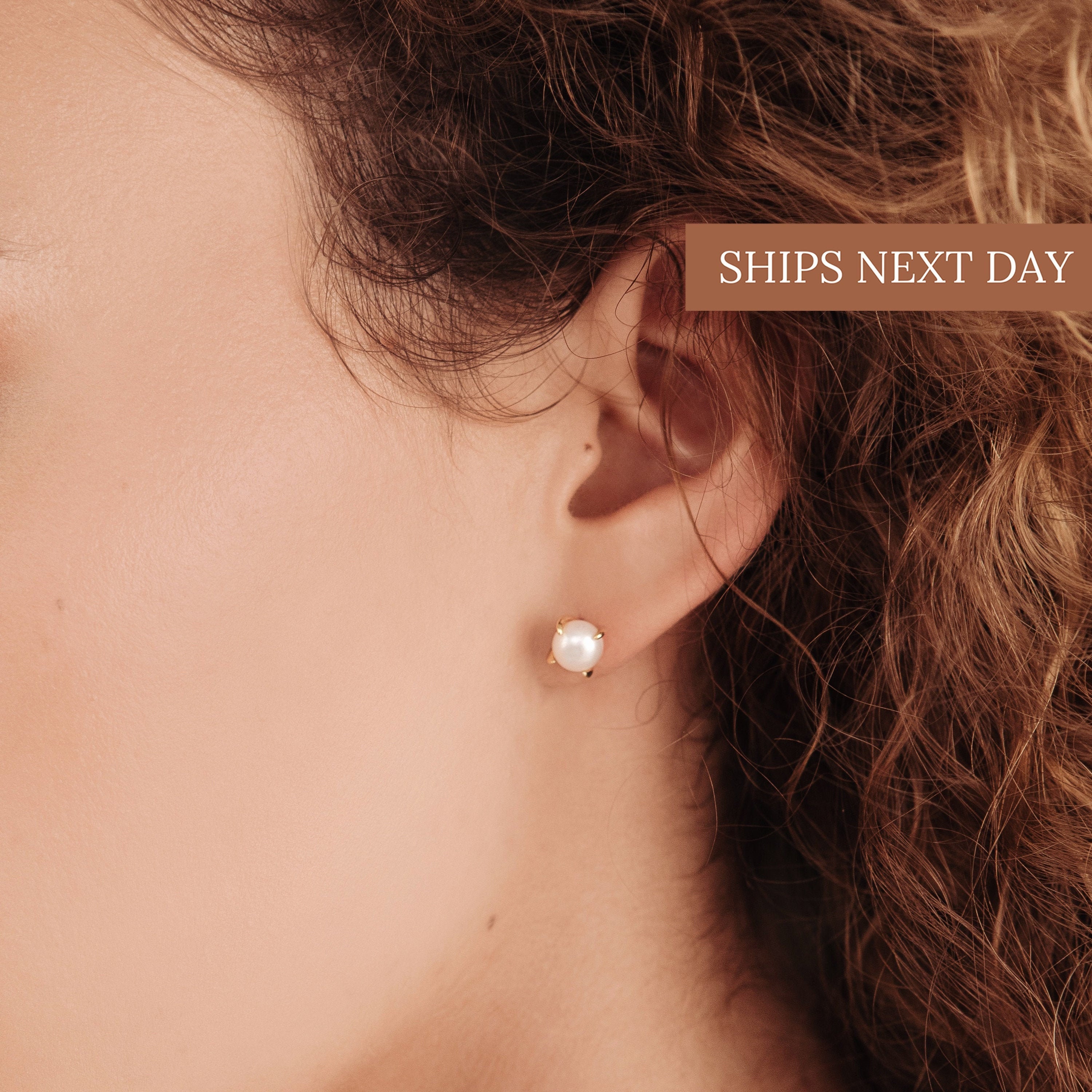 ZOE Pearl Stud Earrings • Special Pearl Design by Caitlyn Minimalist …
