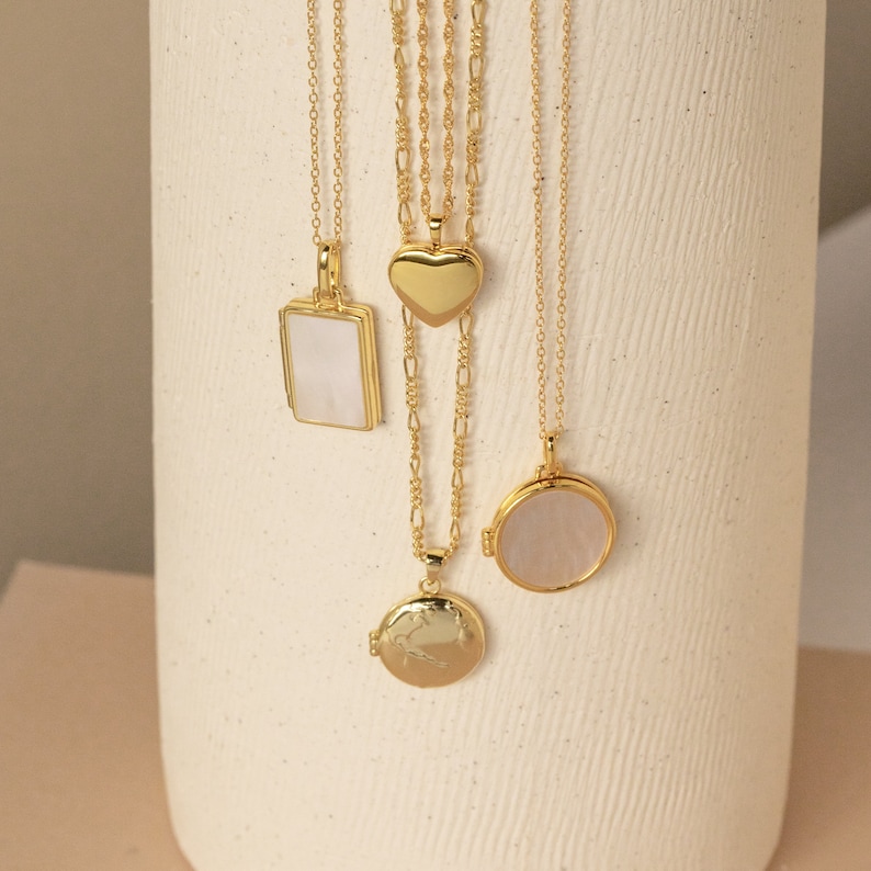 Collier médaillon de perles rondes par Caitlyn minimaliste Collier médaillon photo en nacre pour elle Bijoux souvenir, cadeau pour maman NR111 image 9