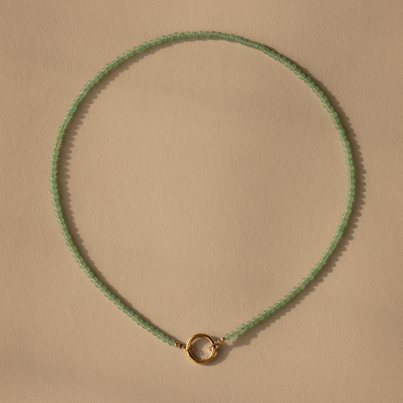 Beaded Jade Clasp Necklace by Caitlyn Minimalist • Jade Gemstone Chain Necklace • Perfect for Charm Jewelry • Girlfriend Gift • NR369 image 2