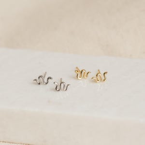 Snake Stud Earrings by Caitlyn Minimalist • Dainty Python Earrings • Small Snake Charm Earrings • Silver Jewelry • Birthday Gift • ER244