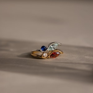 Anello Infinity con pietra portafortuna di Caitlyn Minimalist • Anello di fidanzamento personalizzato con taglio marquise e rotondo • Gioielli con pietre preziose • Regalo per lei • RM148