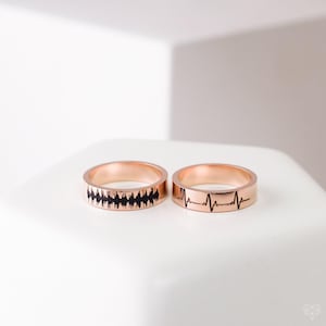 Anel com Batimento Cardíaco do Bebê da Caitlyn Minimalist • Anel com Onda Sonora Gravada • Anel de ECG • Joia Personalizada • Presente para Nova Mamãe • Presente de Homenagem • RM25