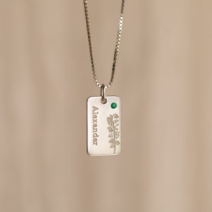 Flower Birthstone Name Necklace • Custom Engraved Birth Flower Necklace ...