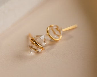 Herkimer Diamond Stud Earrings by Caitlyn Minimalist • Raw Crystal Earrings • Bohemian Gemstone Jewelry • Perfect Bridesmaid Gifts • ER342