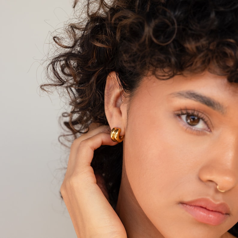 Chunky Double Hoops by Caitlyn Minimalist Silver & Gold Geometric