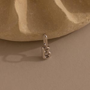 Dainty Bubble Letter Charm by Caitlyn Minimalist • Custom 3D Initial Pendant • Silver Charm for Bracelets & Necklaces • Gift for Mom • XR074