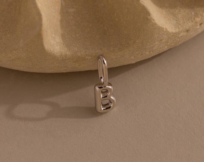 Dainty Bubble Letter Charm by Caitlyn Minimalist • Custom 3D Initial Pendant • Silver Charm for Bracelets & Necklaces • Gift for Mom • XR074