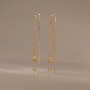 Celestial Threader Earrings by Caitlyn Minimalist • Dainty Dangling Star Chain Earrings • ER828