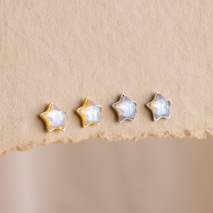 Moonstone Star Earrings by Caitlyn Minimalist • Celestial Gemstone Stud Earrings • Dainty Crystal Jewelry • Best Friend Gift • ER549