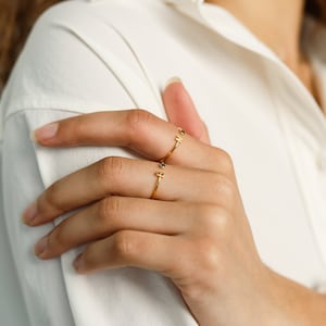 Initial Birthstone Ring Letter Ring by Caitlyn Minimalist Mothers Ring Birthday Gifts Bridesmaid Gifts RM74F39 image 5