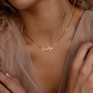 Custom Name Necklace by Caitlyn Minimalist • Dainty Gold Necklace with Box Chain • Bridesmaid Gifts • Perfect Gift for Her • NM81F44