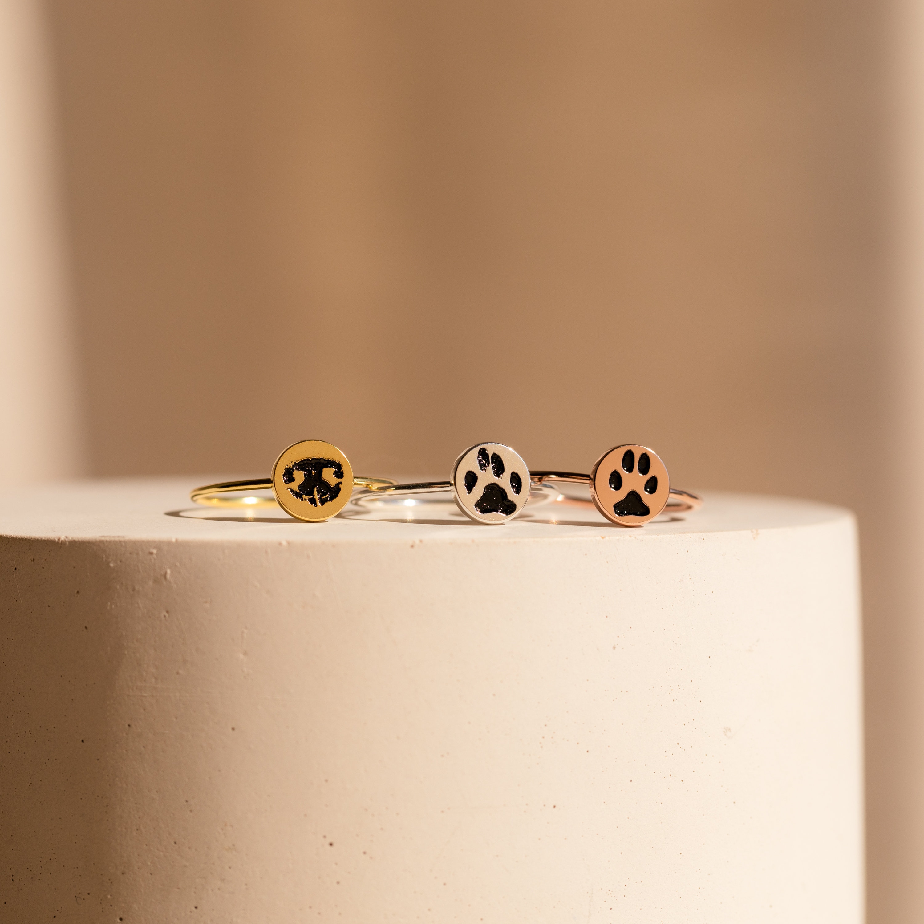 Personalized paw print clearance ring