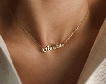 Dainty Name Necklace by Caitlyn Minimalist • Minimalist Name Charm Necklace • Personalized Gift for Mom • Birthday Gift for Her • NH02F97