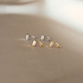 Tiny Baguette Hoops by Caitlyn Minimalist • Open Diamond Hoop Earrings • Dainty Threader Earrings • Minimalist Jewelry • Sister Gift • ER151