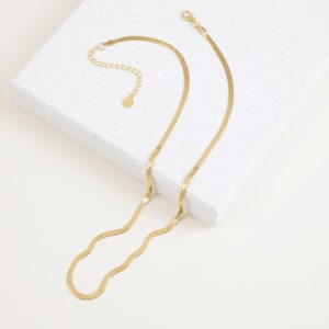 Herringbone Necklace in Gold, Rose Gold, Sterling Silver by Caitlyn Minimalist A Must Have Layering Necklace NR002 image 2