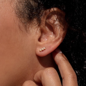 Pearl Bar Earrings by Caitlyn Minimalist • Beaded Stud Earrings • Dainty Second Hole Earrings • Perfect Gift for Her • Mom Jewelry • ER176