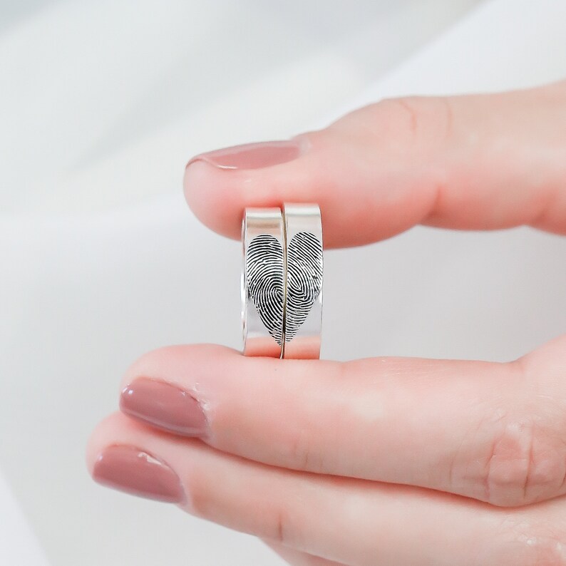 SET OF 2 FingerPrint Rings \u2022 Actual FingerPrint Jewelry \u2022 Couple Rings \u2022 Wedding Band \u2022 Memorial Jewelry \u2022 Anniversary Gift for Him \u2022 RM44